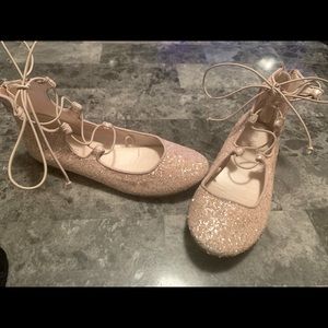 Glittery Pink Lace up Sandals